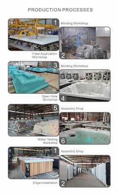 Freestanding Whirlpool Spa Hot Tub with 34 Jets and 6 Person Capacity for Hydrotherapy Massage